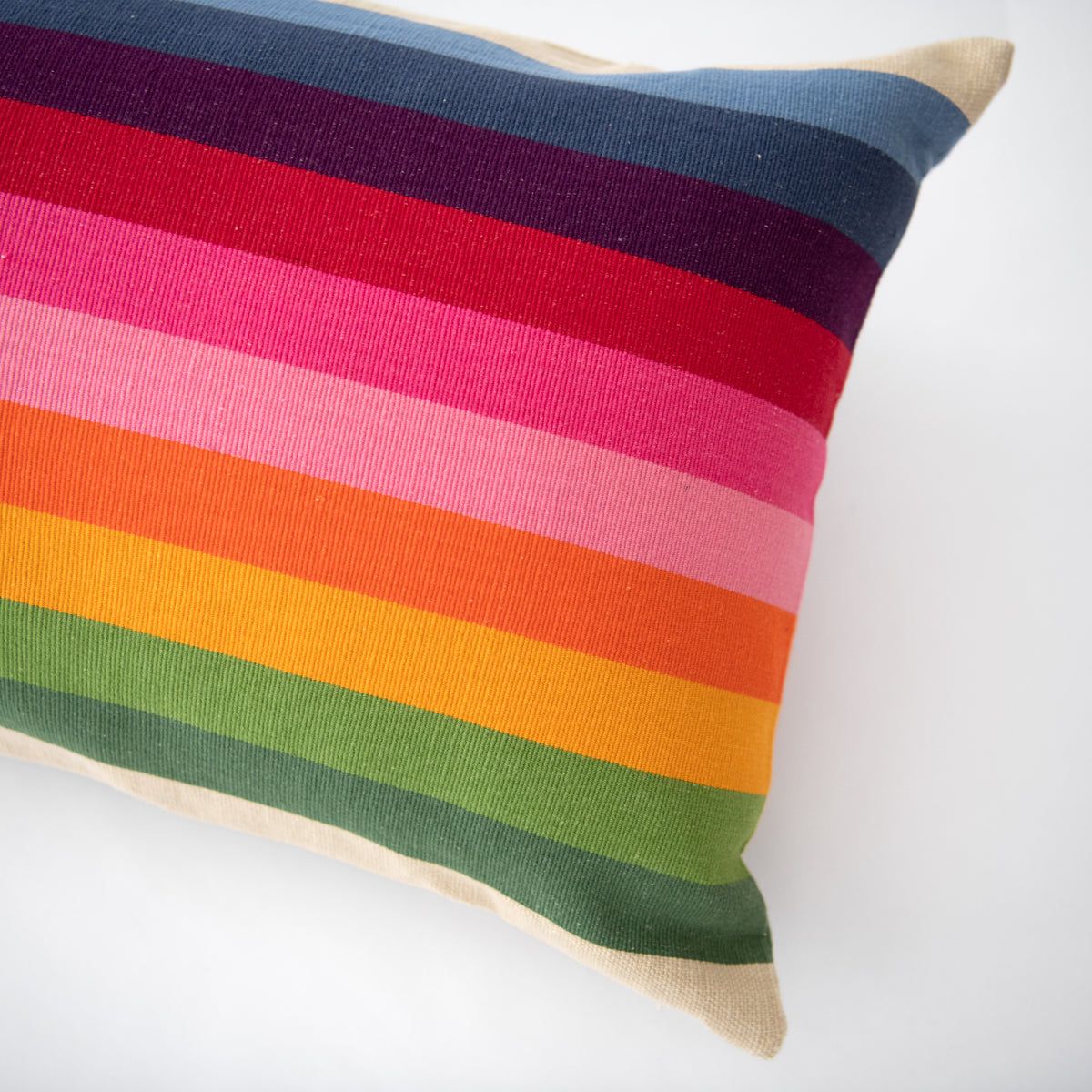 Spectrum Pink Stripe Bolster Pillow 14" x 34" Garza Marfa