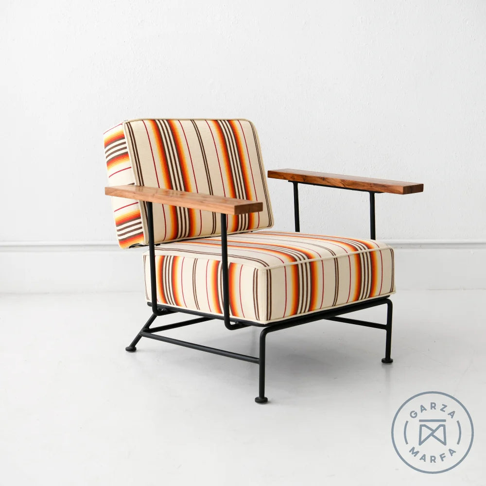 Upholstered Boxy Armchair - Sunset Stripe Upholstered Boxy Armchair - Sunset Stripe