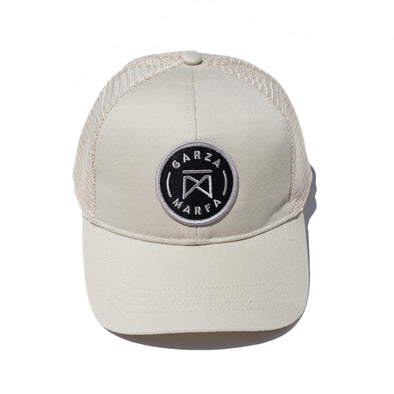 Garza Marfa Mesh Cap - Sand Cap with Grey logo.