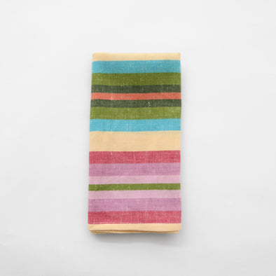Set of 4 Linen / Cotton Mini Rainbow Stripe Napkins