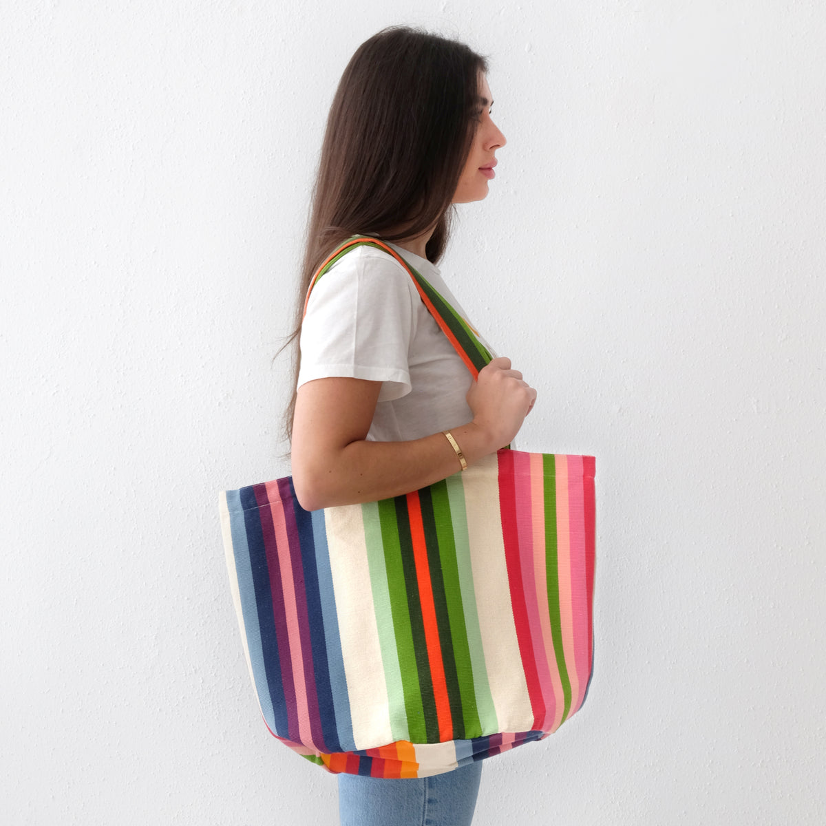 Rainbow Stripes Paint Drip Tote Bag