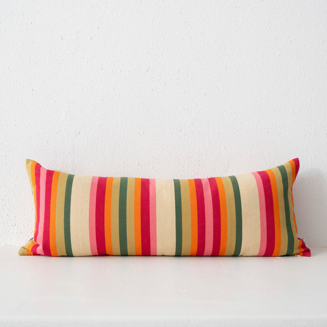 Garza Marfa Cotton 14" x 34" Bolster: Sage Rosa