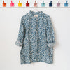 Auntie Oti Button Shirt: Blue Flower Vine / Size 2