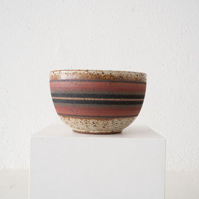 Kat and Roger Small Deep Serving Bowl: Burgundy, Grey, Black