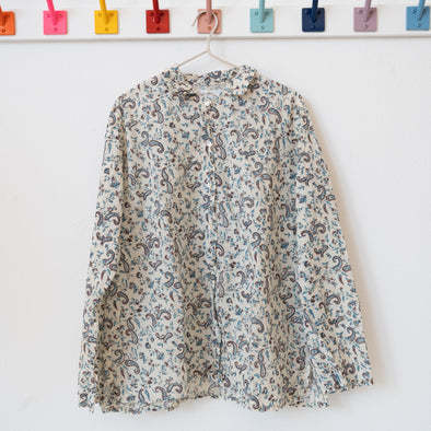 Auntie Oti Button Shirt: Blue Diamond