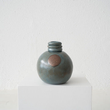 Jo Ann Williams Small Triple Ring Bottle / Vase: Blue + Brown