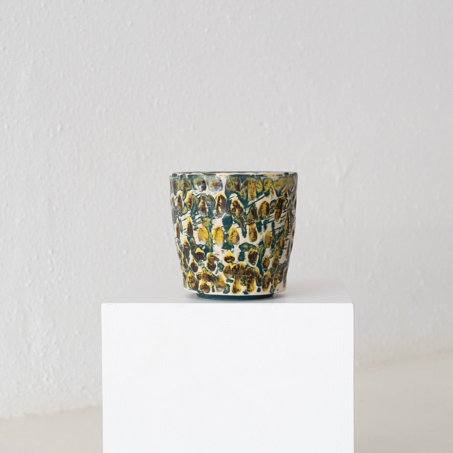 Jo Ann Williams Textured Small Vessel: Yellow + Green + Cream
