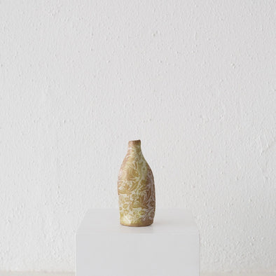 Jo Ann Williams Flat Rabbit Transfer Bottle / Vase: Tan + Olive