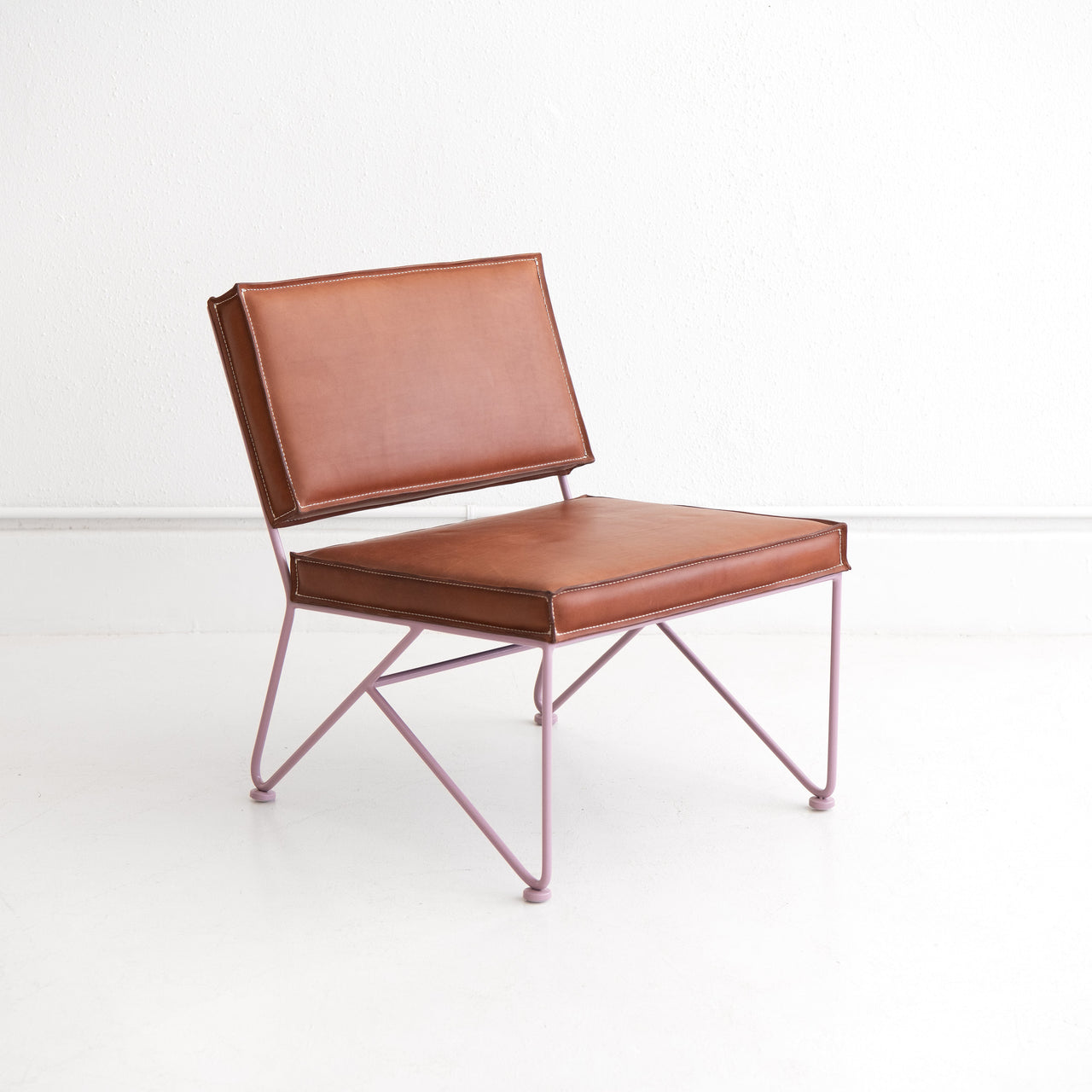 Upholstered Saddle Leather Lounge Chair