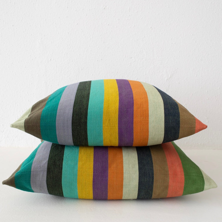 Garza Marfa Cotton 26" x 26" Pillow: Forest Stripe
