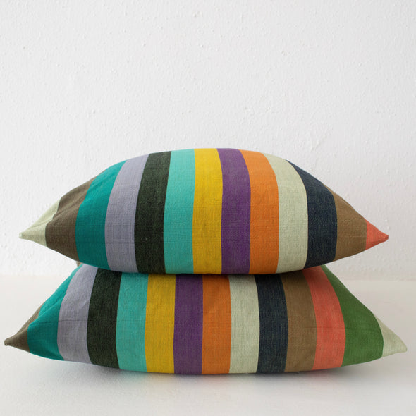 Forest Stripe Square Cotton Pillow 22" x 22"
