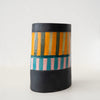 Jo Ann Williams Large Striped Vessel: Black, Teal, Orange, Pink