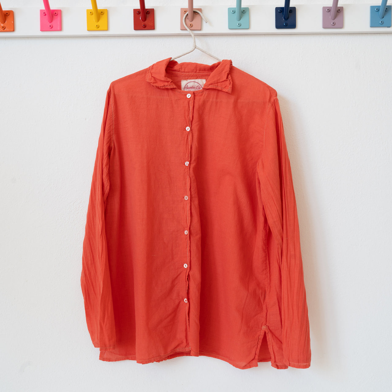 Auntie Oti Button Shirt: Tangerine