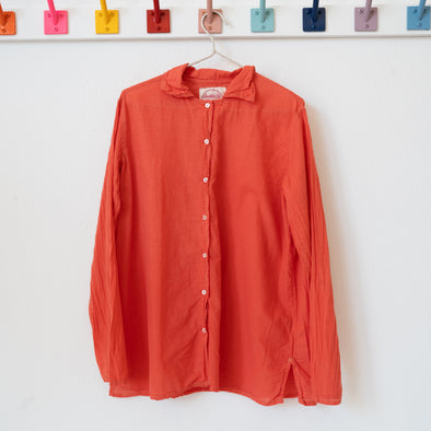 Auntie Oti Button Shirt: Tangerine