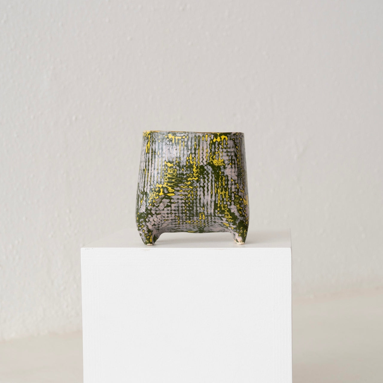 Jo Ann Williams Textured Small Footed Vessel: Yellow + Olive