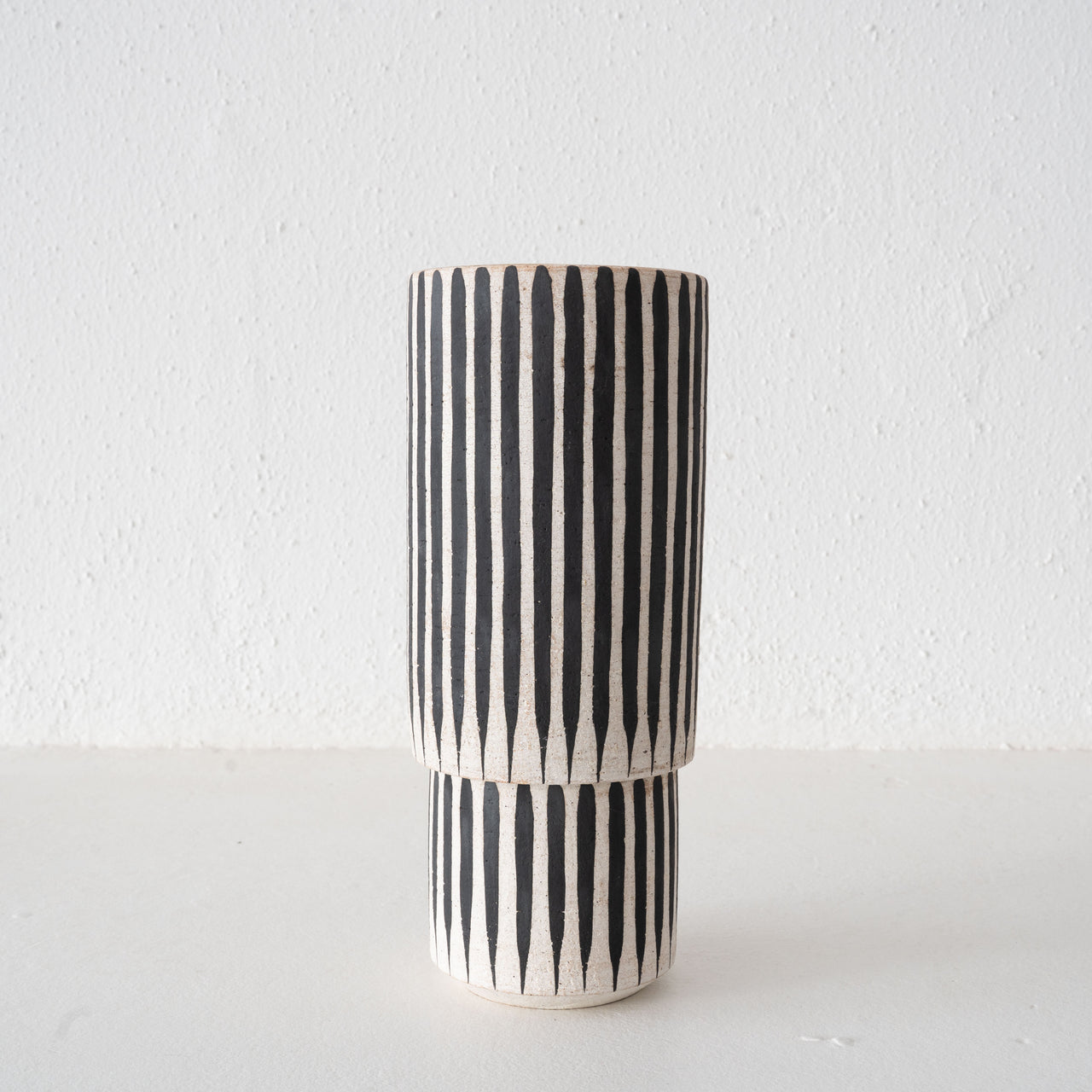MQuan Studio Tall Vessel / Vase: Black Stripes