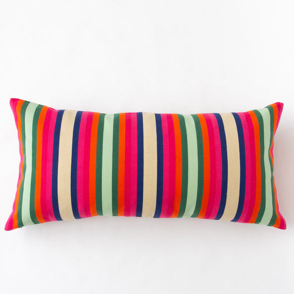 Turquoise Cotton Stripe Pillow 18" x  36"