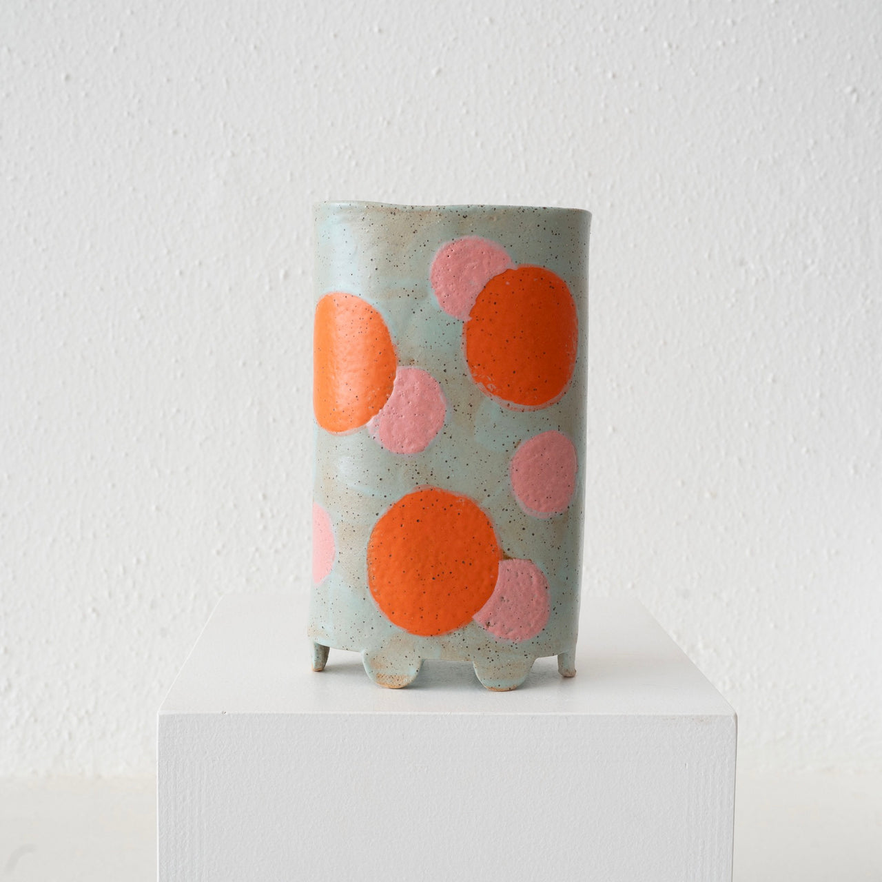 Jo Ann Williams Footed Polka Dot Vase - Orange and Pink