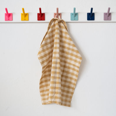 Everyday Handwoven Hand Towel: Mustard + Beige Check