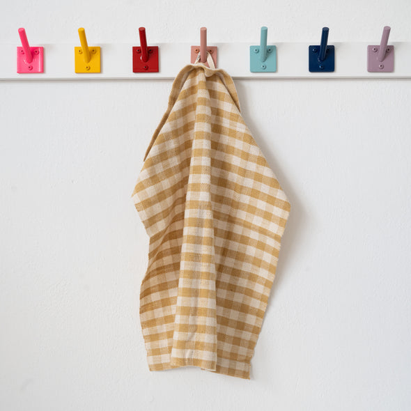 Everyday Handwoven Hand Towel: Mustard + Beige Check