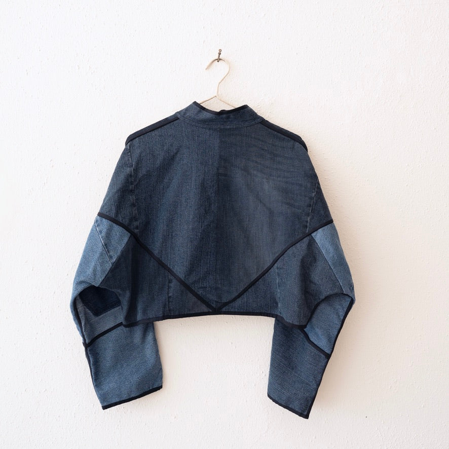 Namai Kaira Cropped Reversible Denim Patchwork Jacket - One of one