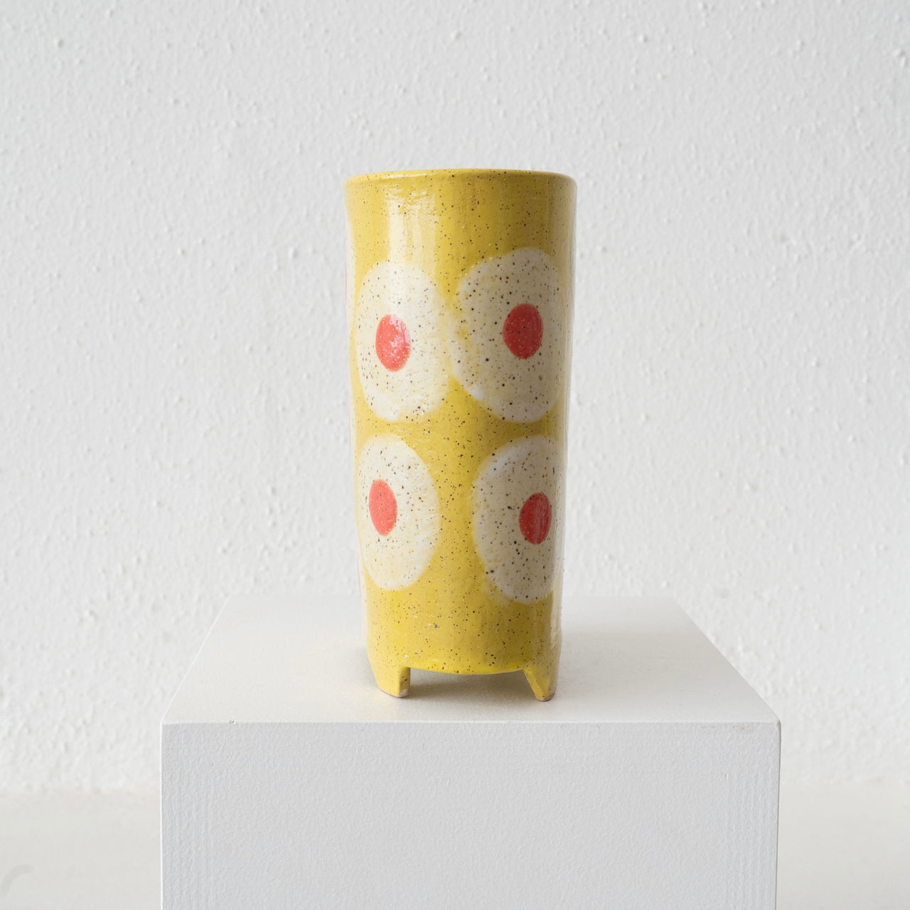 Jo Ann Williams Footed Polka Dot Vase - White and Orange