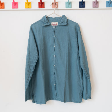 Auntie Oti Button Shirt: Light Blue