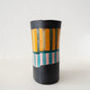 Jo Ann Williams Large Striped Vessel: Black, Teal, Orange, Pink