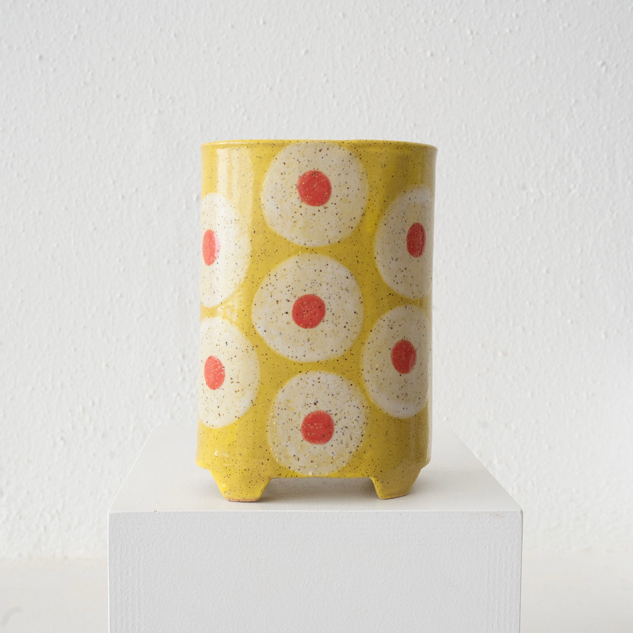 Jo Ann Williams Footed Polka Dot Vase - White and Orange