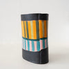 Jo Ann Williams Large Striped Vessel: Black, Teal, Orange, Pink