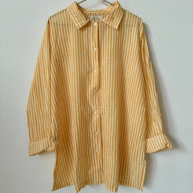 Auntie Oti Button Shirt: Yellow Stripe