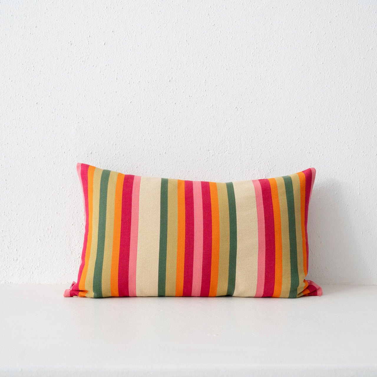 Garza Marfa Cotton 16" x 26" Bolster: Sage Rosa