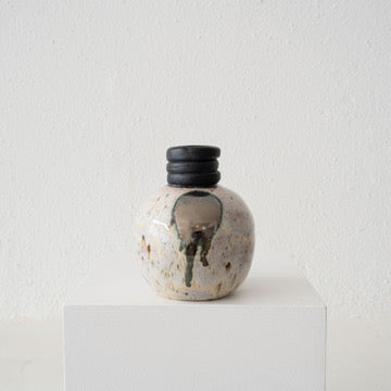 Jo Ann Williams Small Triple Ring Bottle / Vase: Gunmetal, Black + Pink Ice