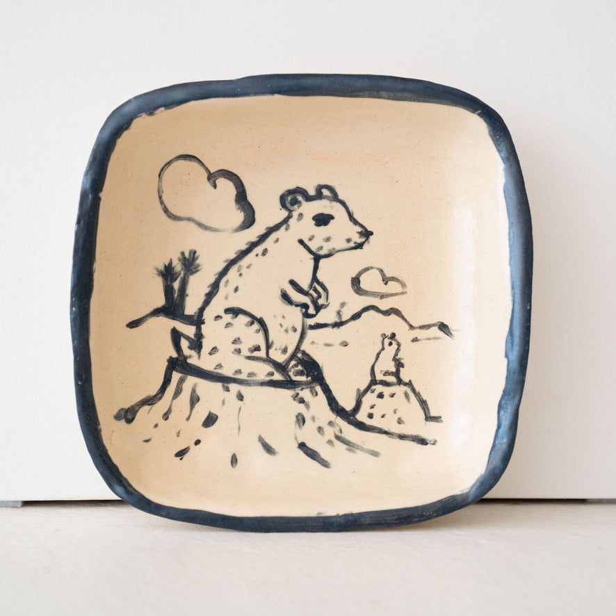 Malinda Beeman 6" Square Bowl: Prairie Dogs