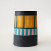 Jo Ann Williams Large Striped Vessel: Black, Teal, Orange, Pink