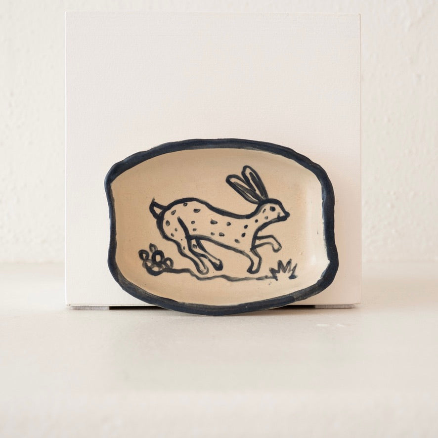 Malinda Beeman 6" Rectangular Bowl: Jackrabbit