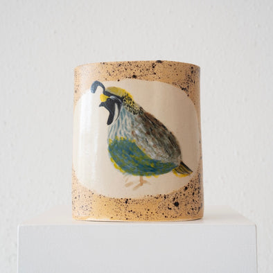 Jo Ann Williams Painted Bird Vase: Cool Tone Quail