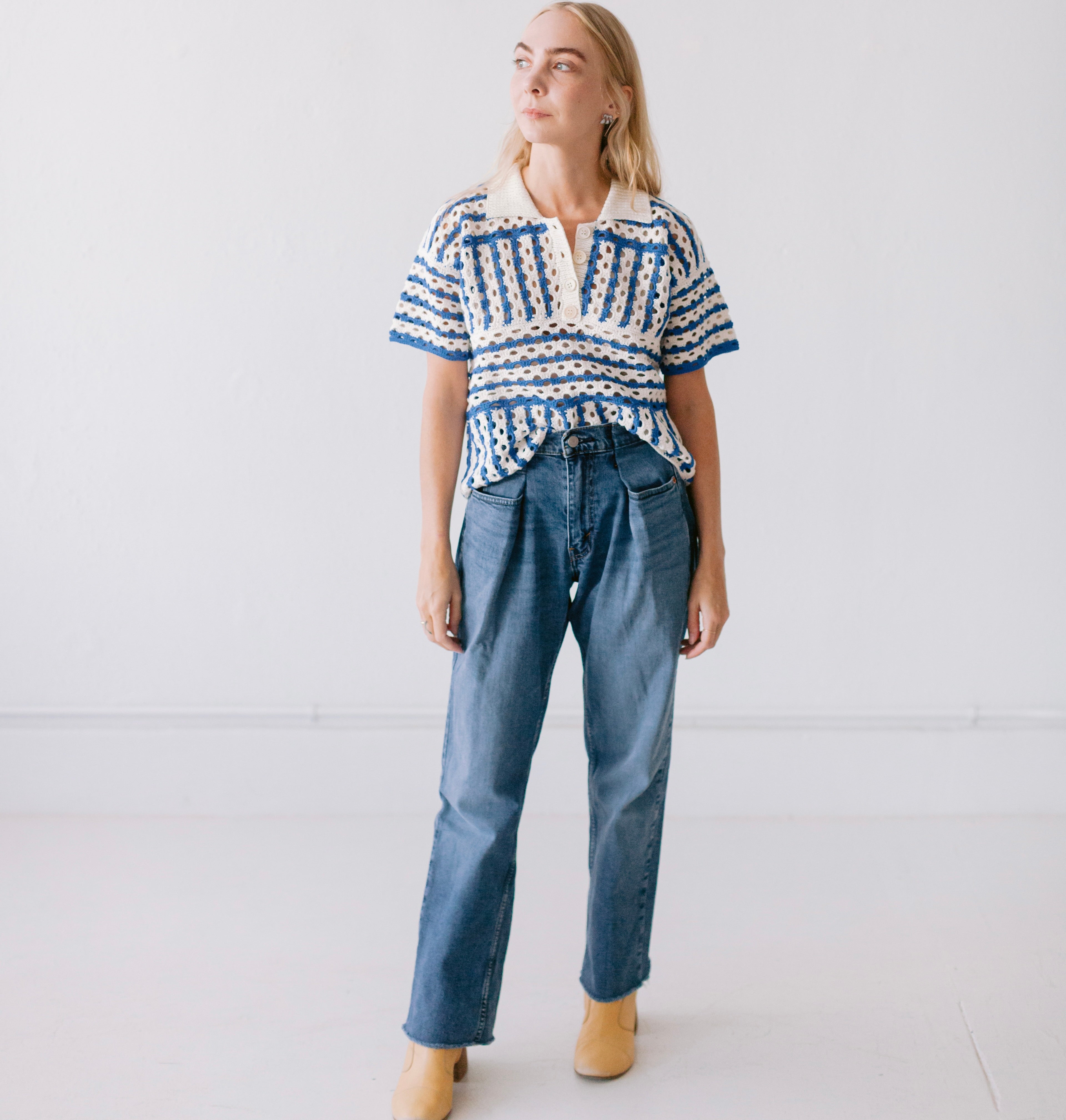 【MODERNIF】Roffin Regular Dough Denim Pants Proche. Upcycled Front Pleat Denim Pant – Garza Marfa
