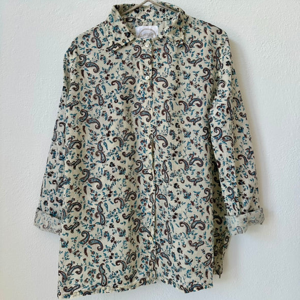 Auntie Oti Button Shirt: Mini Paisley