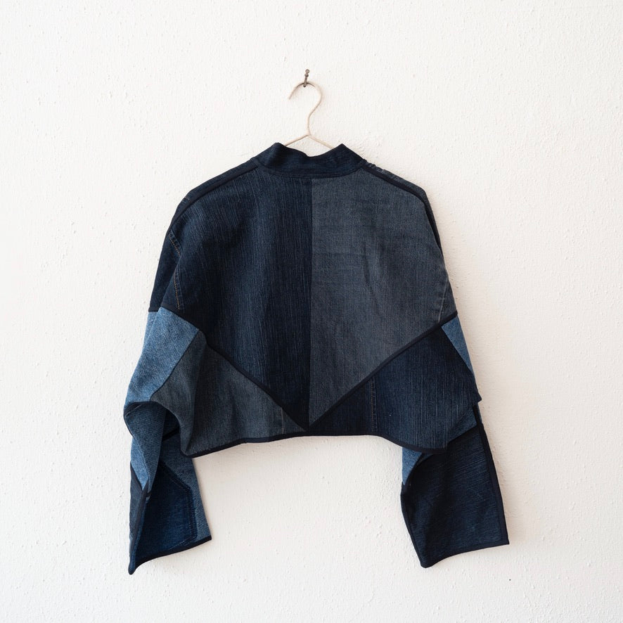 Namai Kaira Cropped Reversible Denim Patchwork Jacket - One of one
