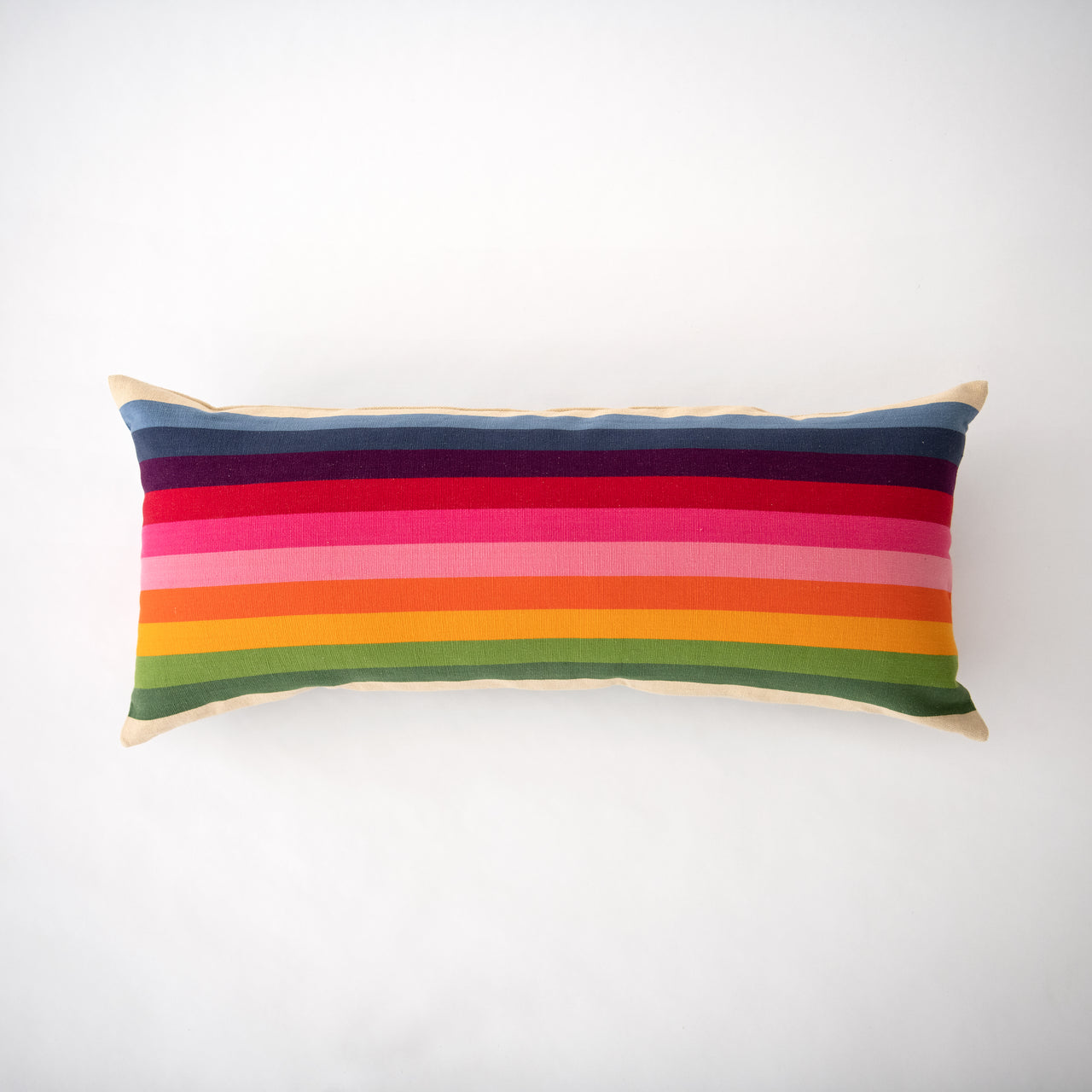 Garza Marfa Stripe Bolster Pillow - 14" x 34": Spectrum Pink