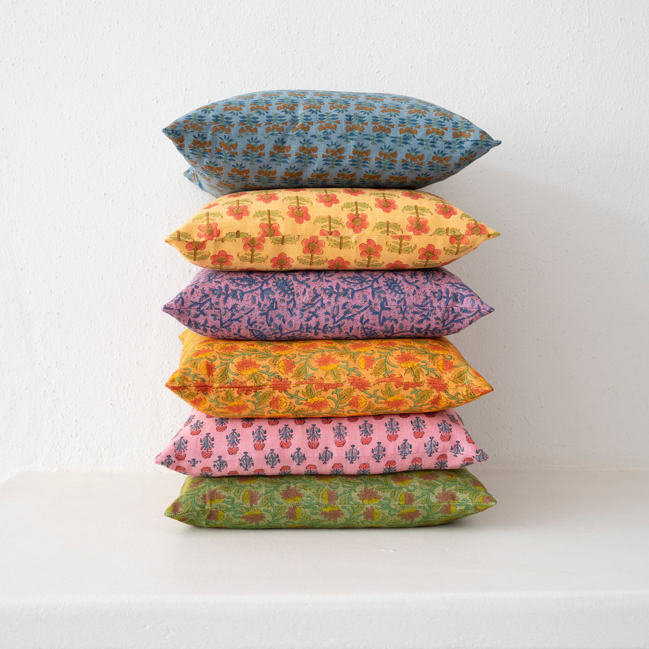 Garza Marfa Linen + Cotton Block Pillows: 18" x 18"