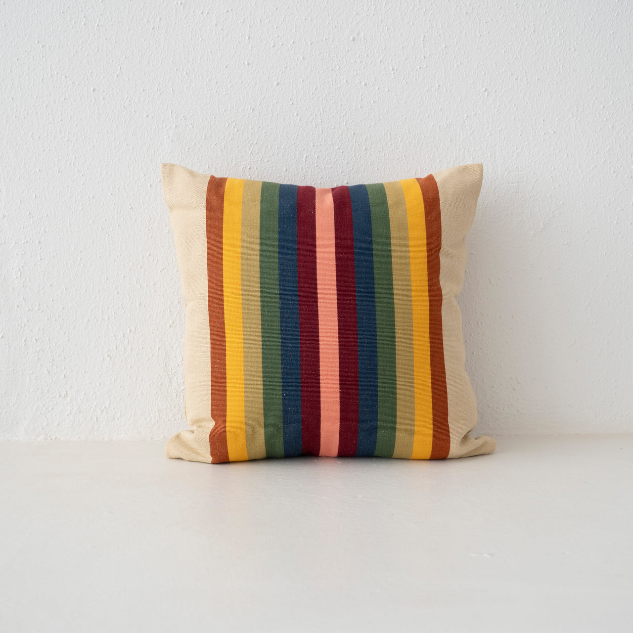 Garza Marfa Cotton Canvas 18" x 18" Pillow: Earth Spectrum Stripe