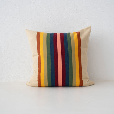 Earth Spectrum Stripe Cotton Pillow 20" x 20"