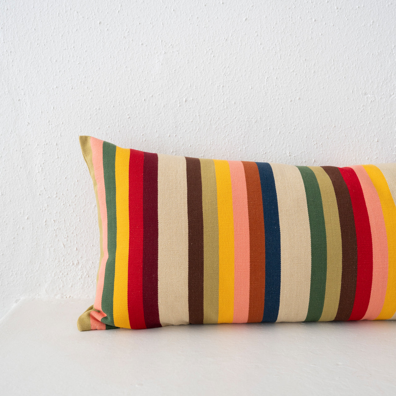 Garza Marfa Cotton Canvas 14" x 34" Bolster: Earth Stripe