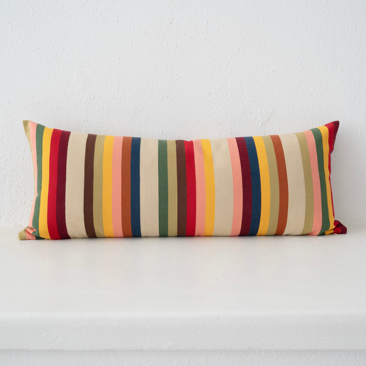 Garza Marfa Cotton Canvas 14" x 34" Bolster: Earth Stripe