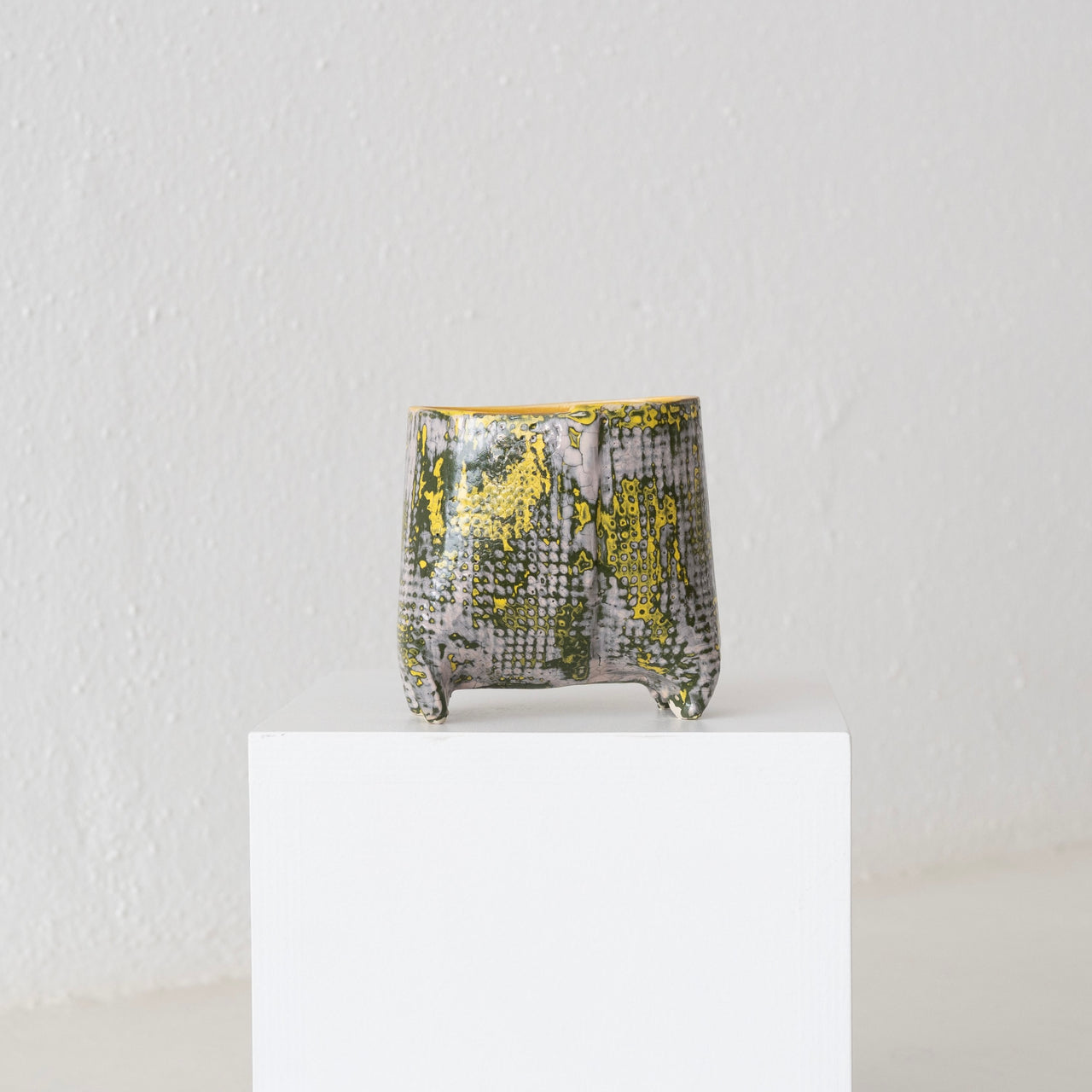 Jo Ann Williams Textured Small Footed Vessel: Yellow + Olive