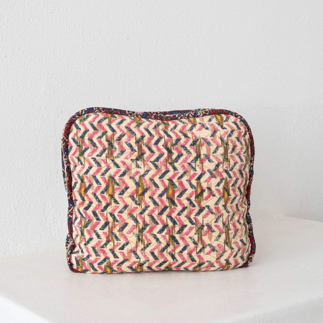 Gregory Parkinson Floral Blue Zig Zag Square Pillow