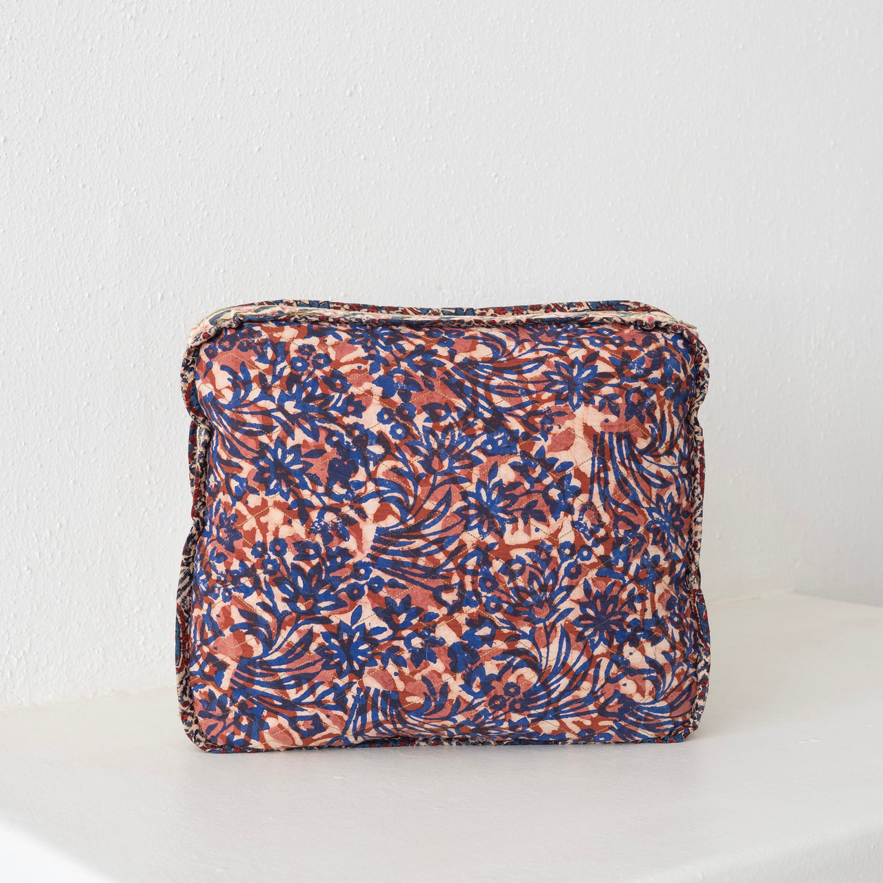 Gregory Parkinson Floral Blue Zig Zag Square Pillow