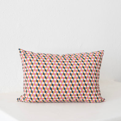 Soil to Studio Tanya - 14" x 20" Hand Block-Printed Linen Pillow- Fuchsia